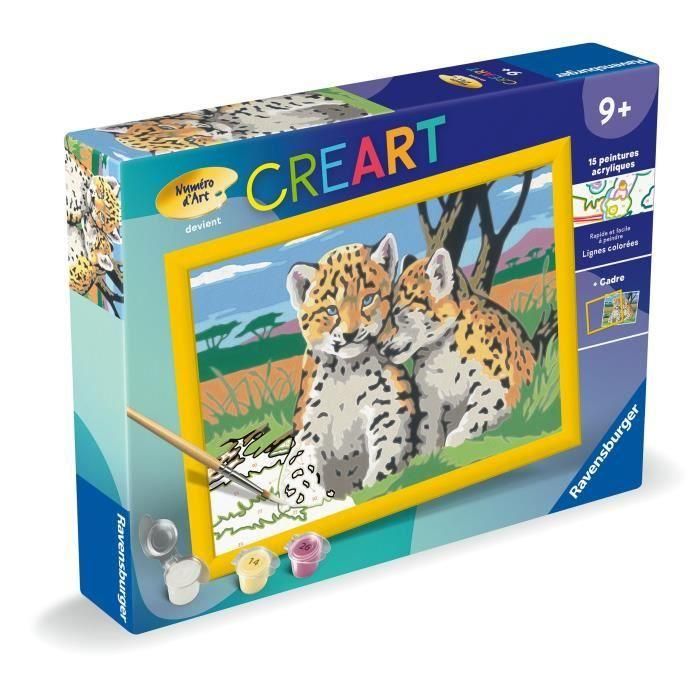 CreArt Kids - Leopardos pequeños (18 x 24 cm), kit de pintura por números, a partir de 9 años, 25832, Ravensburger 4 CreArt Kids - Leopardos pequeños (18 x 24 cm), kit de pintura por números, a partir de 9 años, 25832, Ravensburger 4