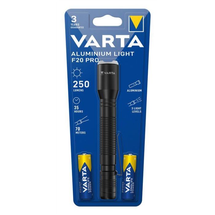 Varta Linterna 16607101421 F20 Aluminium Lights Pro LED, 2xAA, A Prueba de Golpes, Enfoque de Precisión 1 Varta Linterna 16607101421 F20 Aluminium Lights Pro LED, 2xAA, A Prueba de Golpes, Enfoque de Precisión 1