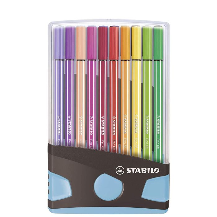 Stabilo Rotulador Pen 68 Colores Surtidos Estuche Parade Antracita-Azul 20 Ud