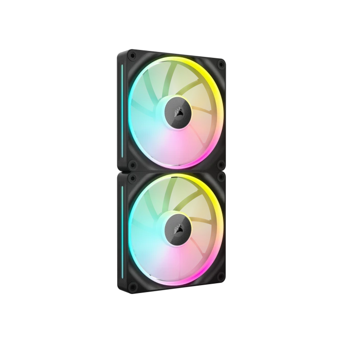 Corsair CO-9051028-WW Ventilador de 14 cm Negro con Iluminación LED Multi y Rodamiento de Levitación Magnética, 2 Piezas