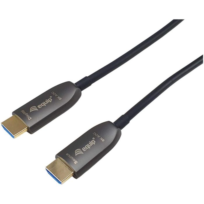EQUIP Cable Óptico Activo HDMI 2.1 119421 25m 8K/60Hz HDR Ethernet ARC 48Gbps STP Chapado en Oro Negro 2