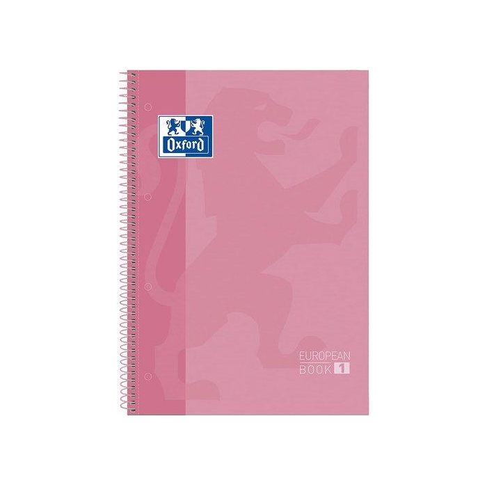 Oxford Cuaderno Classic Europeanbook 1 Write&Erase 80H A4+ Linea Microperforado T-Extradura - Pack 5 Ud - Rosa Chicle