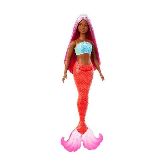 Muñeca barbie sirena con cola rígida. con diadema,corpiño de conchas y cola de colores - modelos surtidos