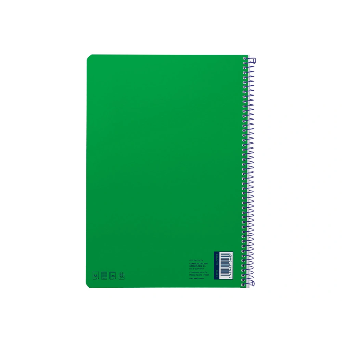 Liderpapel Cuaderno Espiral A4 Smart Tapa Blanda 80 Hojas 75gr Cuadro 4mm con Margen Color Verde 2