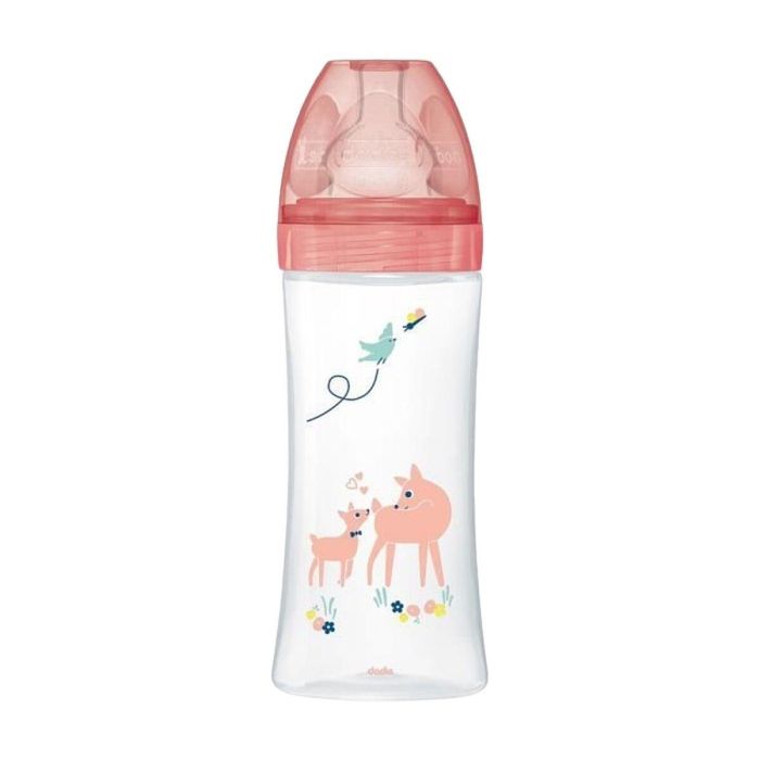 Dodie Sensation + Biberón 330ml Anticólicos con Doble Válvula Patentada y Tetina Plana para Lactancia Mixta