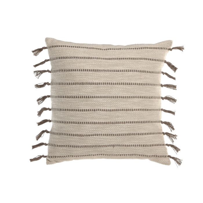 DKD Home Decor Cushions abril 25 natur a Cojín Boho Crudo de Algodón 45x45 cm hecho a mano con cremallera - Pack 2 Unidades