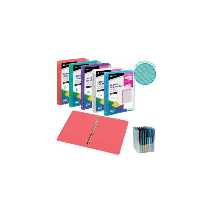 Carpeta Canguro Carchivo Diagonal Pp A4 4 An.Redondas 16Mm Surtido