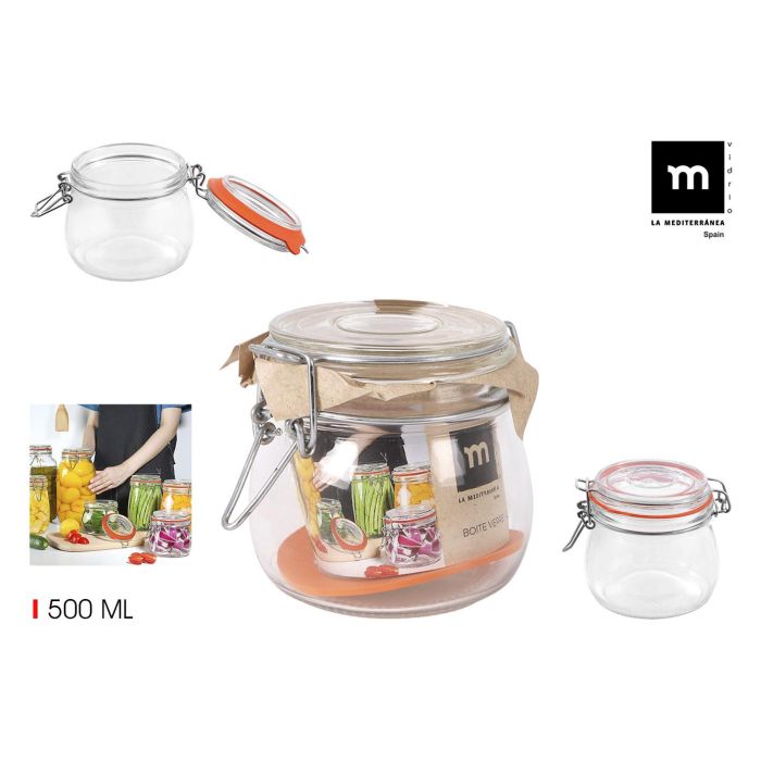 La Mediterranea Tarro Hermético de Vidrio con Cierre Clip 500 ml (12 Unidades) La Mediterranea Tarro Hermético de Vidrio con Cierre Clip 500 ml (12 Unidades)