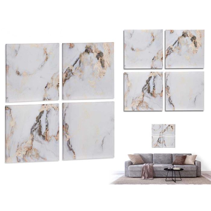 Giftdecor Lienzo 4 Piezas Mármol Blanco 35x35 cm (Set de 6)