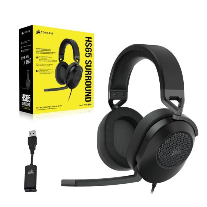 Corsair Auriculares Gaming HS65 Carbono, Cancelación de Ruido Micrófono, USB, Conectividad Alámbrica, Juego 4 Corsair Auriculares Gaming HS65 Carbono, Cancelación de Ruido Micrófono, USB, Conectividad Alámbrica, Juego 4