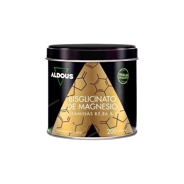 ALDOUS BIO Bisglicinato de Magnesio con Vitamina C, B5 y B6, 200 Cápsulas
