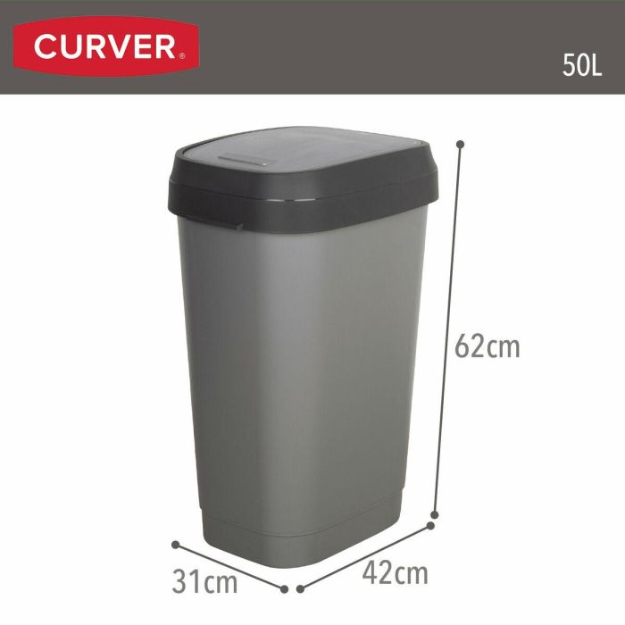 Cubo de basura Curver Gris oscuro Plástico 50 L (6 Unidades) 3 Cubo de basura Curver Gris oscuro Plástico 50 L (6 Unidades) 3