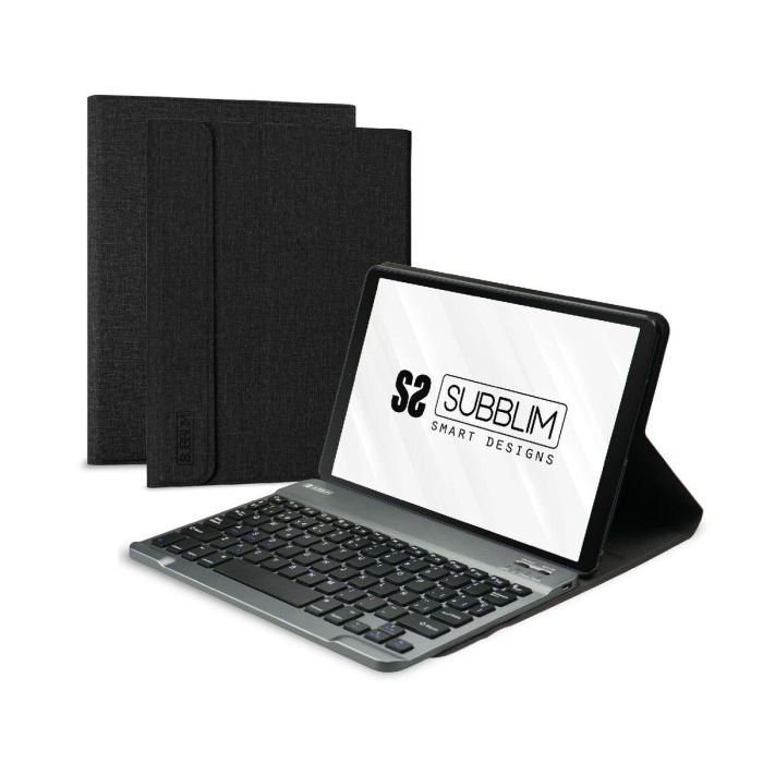 SUBBLIM SUBKT3-BTS055 Teclado Inalámbrico Bluetooth 5.2 QWERTY Español con Funda para Samsung GT A8 10.5" X200/205 Negro