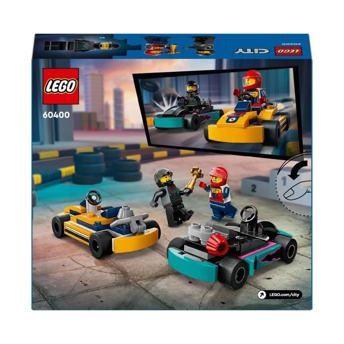 LEGO 60400 City Karts y Pilotos de Carreras, Juguete con 2 Karting y 2 Minifiguras de Conductor de Coche 5