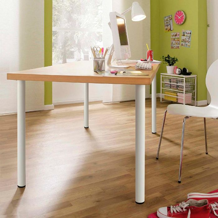 Rei Pata Regulable Cilíndrica Acero Blanco Mod.406g Altura 71cm 1