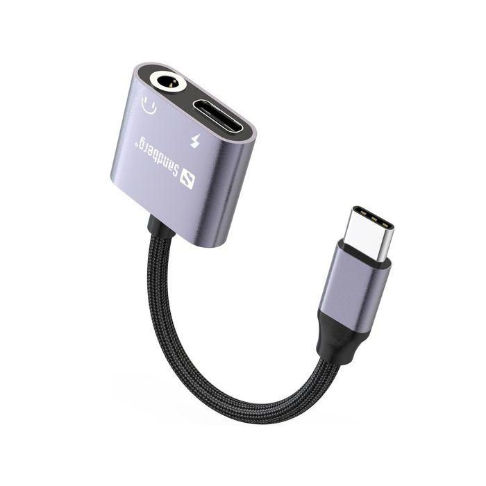 Sandberg USB-C Audio Adapter PD65W para Auriculares y Carga 65W, Ideal Portátiles, Tablets y Smartphones 1