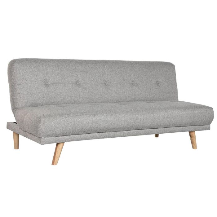 DKD Home Decor Sofá Cama Scandi de Poliéster y Rubberwood Gris 80 x 76 x 172 cm