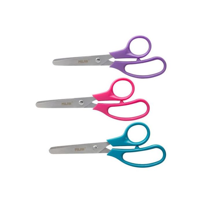 Milán Tijeras Escolares Básicas 13,3 cm Mango Plástico Cuchilla Acero Inoxidable Colores Surtidos Expositor 24 Unidades 2 Milán Tijeras Escolares Básicas 13,3 cm Mango Plástico Cuchilla Acero Inoxidable Colores Surtidos Expositor 24 Unidades 2