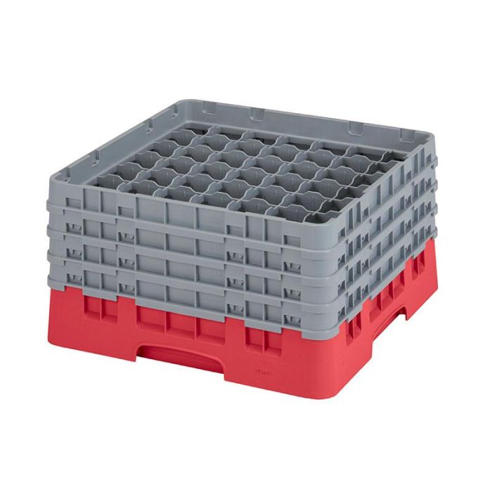 CAMBRO - 49S800-163 - Cesta de lavado 49 comp. 4 alturas - 6 cm Ø máx. - alt. máx. 21,7 cm - 50 x 50 x 26,7 cm - Rojo