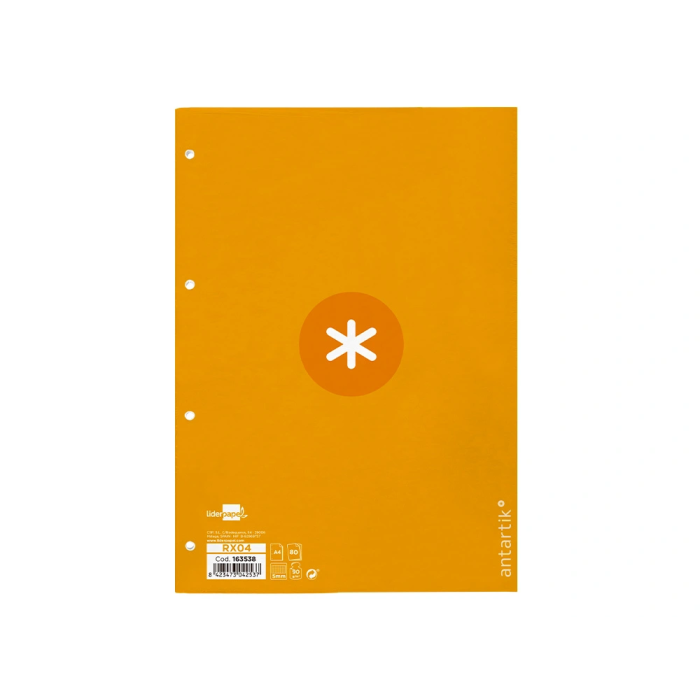 Antartik Recambio A4 80 Hojas 90gr Cuadro 5mm 4 Taladros Banda Marco Color Mostaza 1