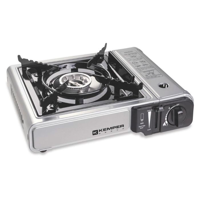 Kemper Cocina Portátil de Gas para Camping/Exterior 227g, Compacta, Encendido Piezoeléctrico, Maleta Transporte, 90 min Autonomía