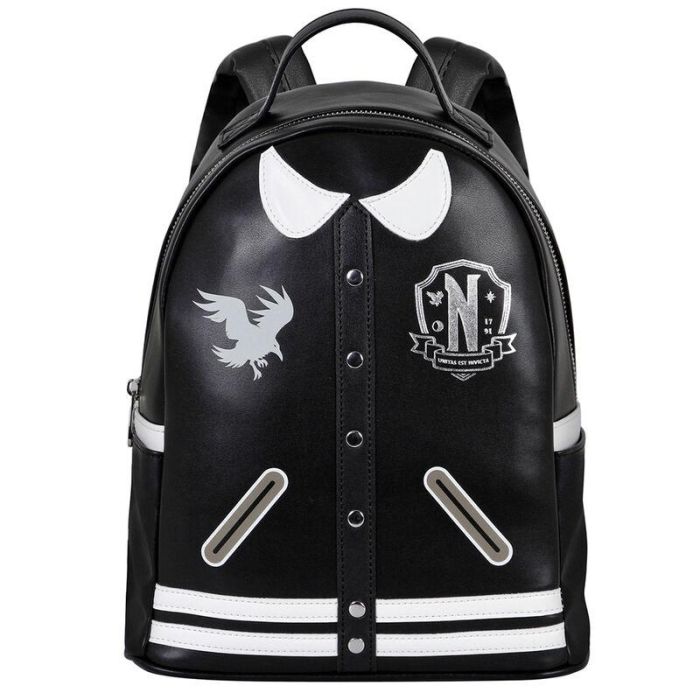 Wednesday Miércoles Mochila Casual Varsity Negro 6L Urbana con Compartimento y Bolsillos Laterales 4 Wednesday Miércoles Mochila Casual Varsity Negro 6L Urbana con Compartimento y Bolsillos Laterales 4