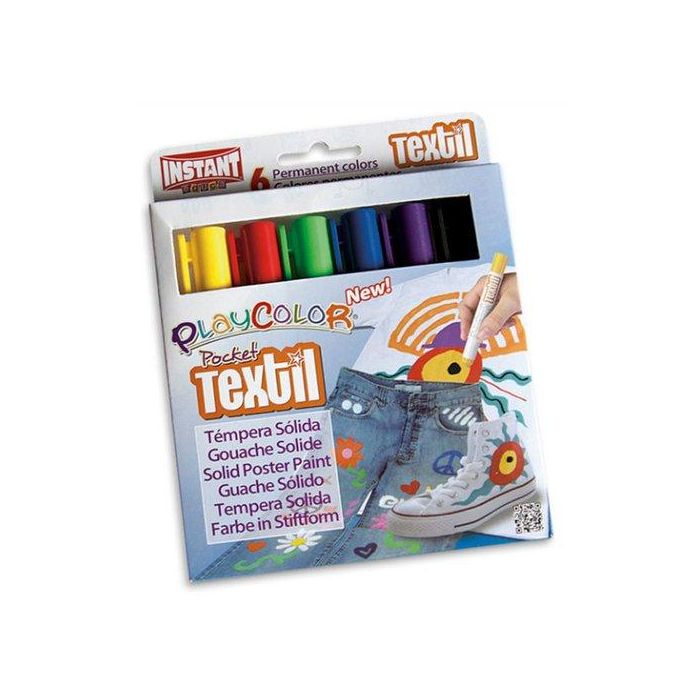 Tempera Solida Playcolor Textil Pocket 5Gr. Estuche De 6 Colores