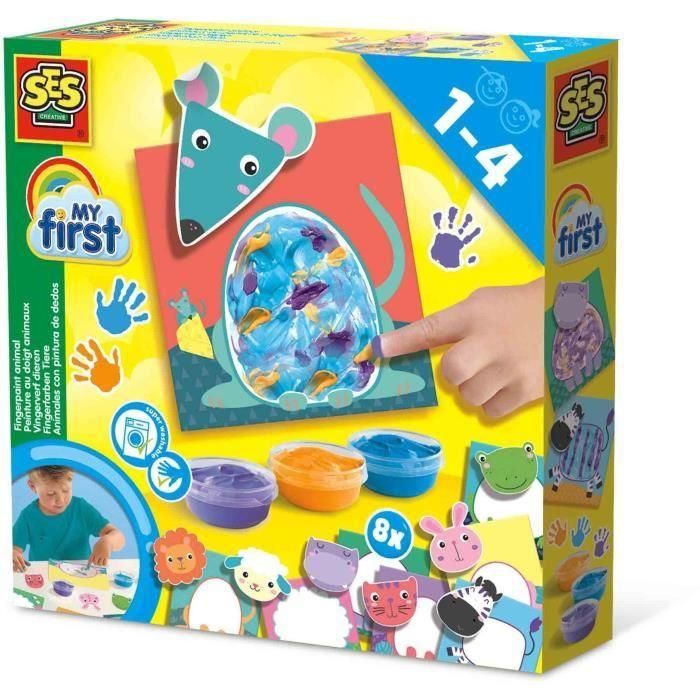 Mi primero - Pintar con los dedos - Animales - SES CREATIVE - Pinta 8 cartas de animales felices. Mi primero - Pintar con los dedos - Animales - SES CREATIVE - Pinta 8 cartas de animales felices.