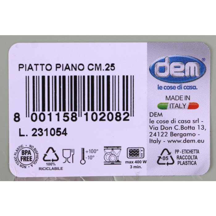 Plato Llano Inside 25 cm - Dem (36 Unidades) 1 Plato Llano Inside 25 cm - Dem (36 Unidades) 1
