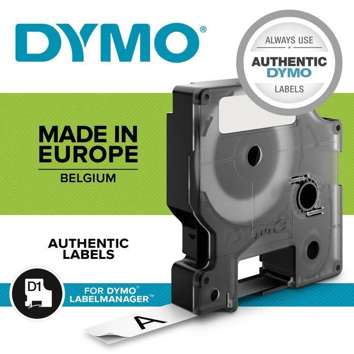 DYMO D1 Etiquetas Estándar Poliéster, Blanco sobre Negro, 12mm x 7m, para Oficina y Hogar 7
