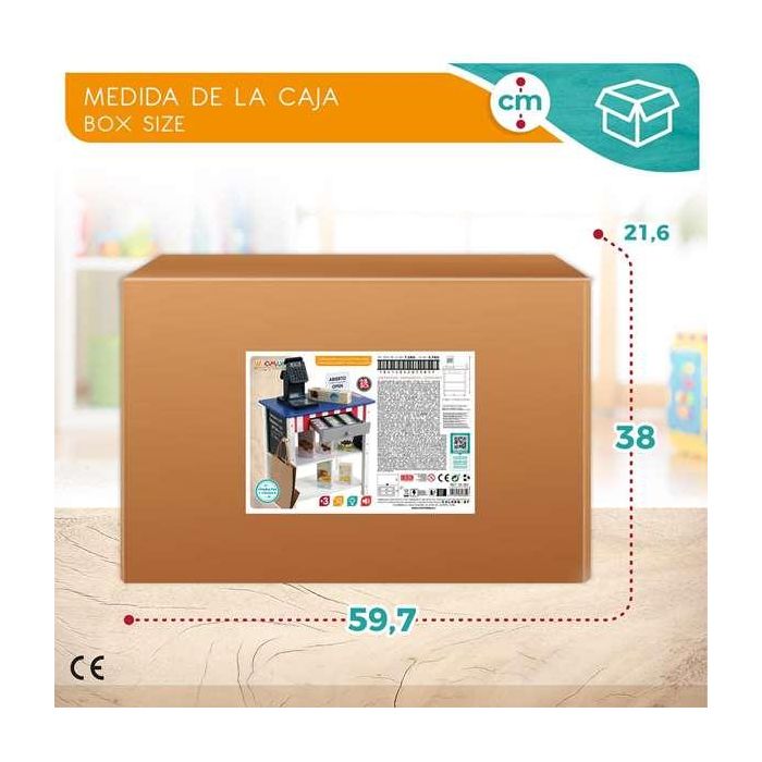 Woomax Supermercado de Madera con 25 Accesorios y Caja Registradora Eléctrica 48x30xh70 cm 7