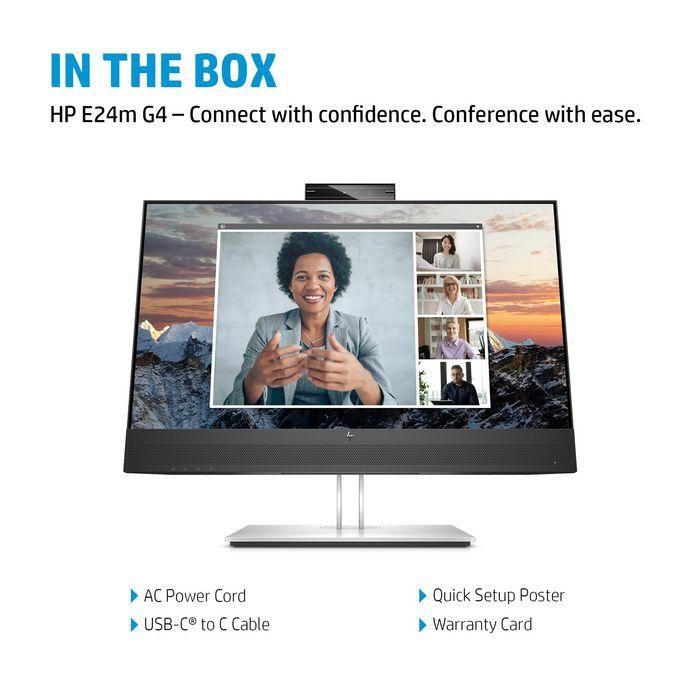 HP E24m G4 Monitor de Conferencia USB-C FHD, Webcam 5MP Inclinable, Micrófonos Duales, Altavoces, Certificado Zoom, Carga 65W 14