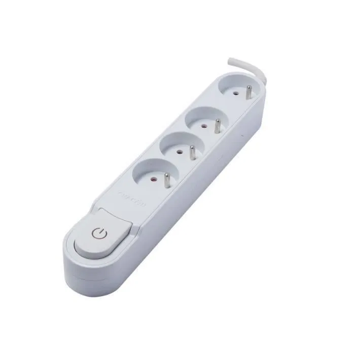CHACON Regleta con 4 enchufes, interruptor, 16A, 3m, color blanco 0 CHACON Regleta con 4 enchufes, interruptor, 16A, 3m, color blanco 0