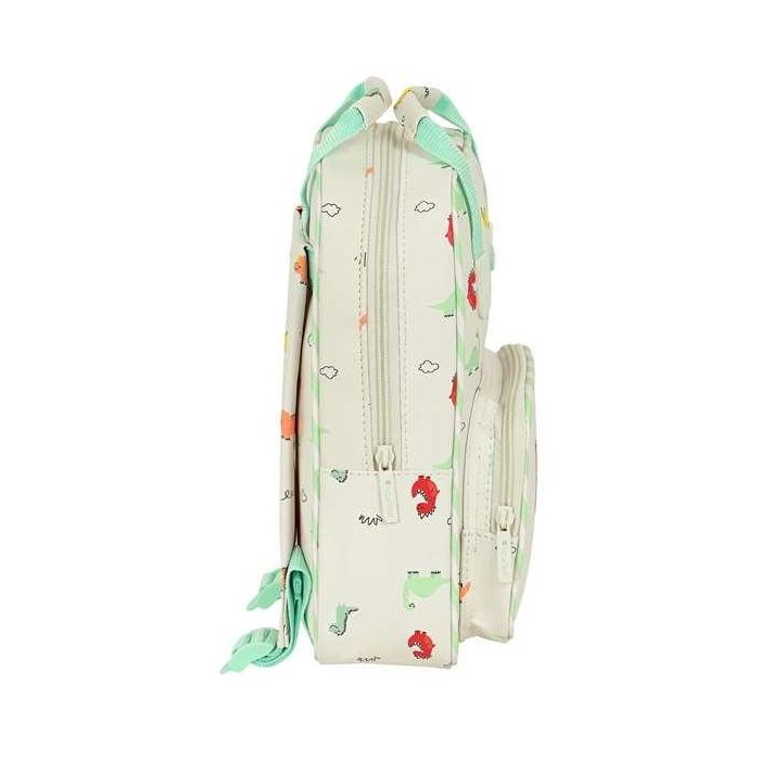 Mochila Escolar Safta Dinos 20 x 28 x 8 cm Crema 2
