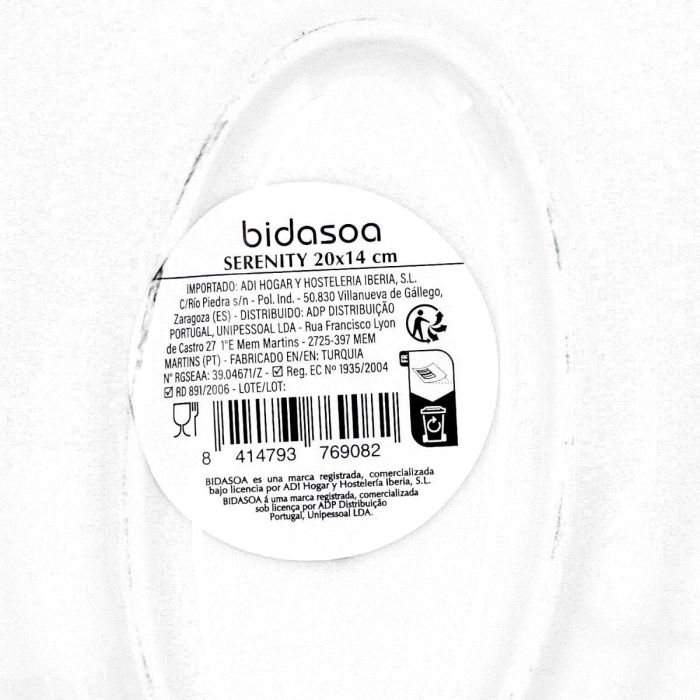Bandeja Oval Porcelana Serenity Hydrozero Bidasoa 20 cm 6