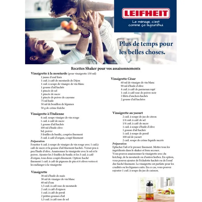 Leifheit Coctelera para Condimentos 300 ml con Pico Antigoteo y Graduado 3 Leifheit Coctelera para Condimentos 300 ml con Pico Antigoteo y Graduado 3