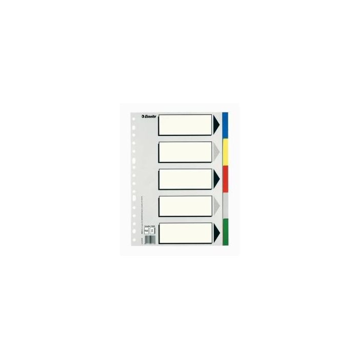 Esselte Separadores 5 Posiciones Folio PP Colores con Carátula Índice Cartón Blanco - Negro Esselte Separadores 5 Posiciones Folio PP Colores con Carátula Índice Cartón Blanco - Negro