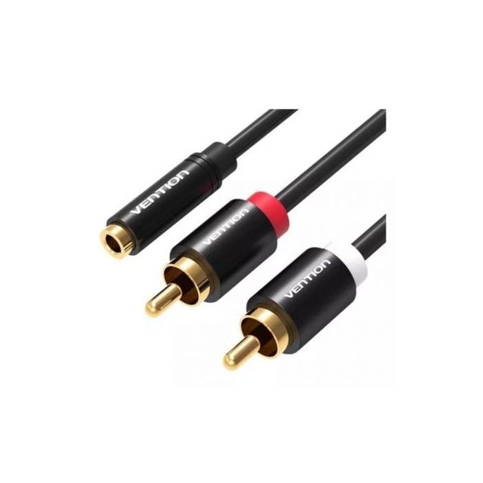Vention VAB-R01-B200 Cable Estéreo Jack 3.5 Hembra a 2x RCA Macho, 2m, Negro, Conectores chapados en oro 0 Vention VAB-R01-B200 Cable Estéreo Jack 3.5 Hembra a 2x RCA Macho, 2m, Negro, Conectores chapados en oro 0