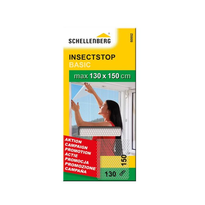 Schellenberg Mosquitera malla fibra de vidrio 130x150cm cierre gancho y bucle, blanca, fácil montaje 1 Schellenberg Mosquitera malla fibra de vidrio 130x150cm cierre gancho y bucle, blanca, fácil montaje 1