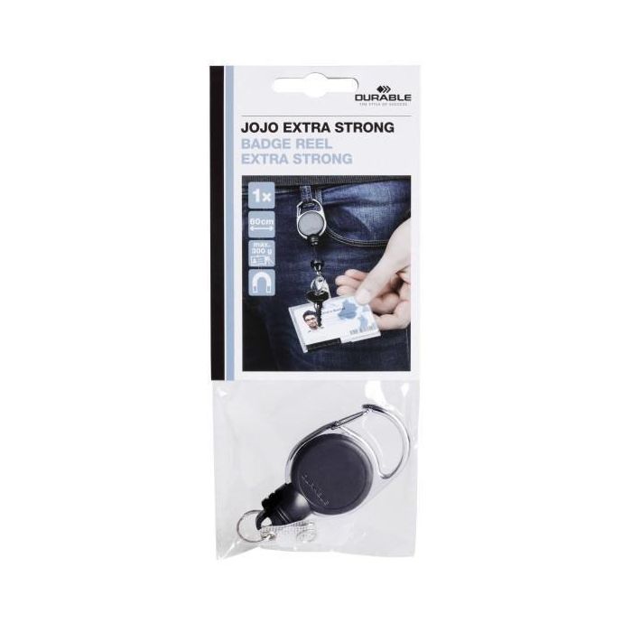 Durable Carrete Retráctil Extrafuerte con Correa de Botón a Presión y Llavero, Candado Magnético hasta 300g, Clip Metálico, 60cm 1 Durable Carrete Retráctil Extrafuerte con Correa de Botón a Presión y Llavero, Candado Magnético hasta 300g, Clip Metálico, 60cm 1