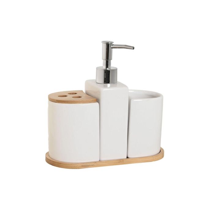 Baño DKD Home Decor Blanco Natural 10 x 19 x 19.5 cm Set de 4