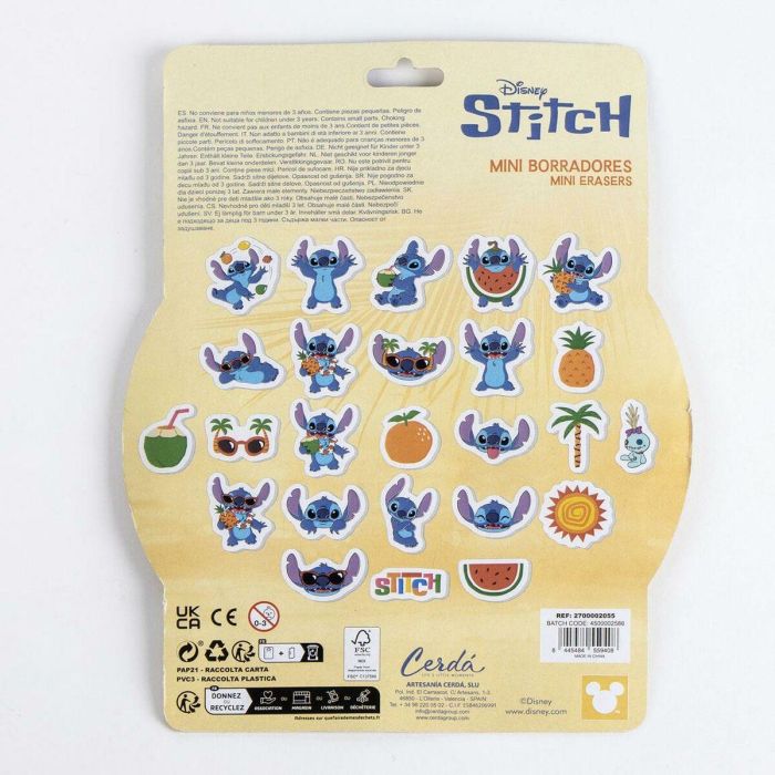 Cerdá Goma de Borrar Stitch Pack x25 Multicolor 19.2 x 24.1 x 2.0 cm Edad +3 años 1 Cerdá Goma de Borrar Stitch Pack x25 Multicolor 19.2 x 24.1 x 2.0 cm Edad +3 años 1