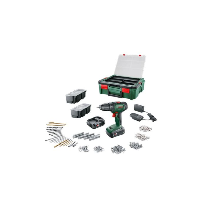 Bosch Taladro Atornillador UniversalDrill 18 V 2 Baterías 1.5Ah + 241 Accesorios + SystemBox 0 Bosch Taladro Atornillador UniversalDrill 18 V 2 Baterías 1.5Ah + 241 Accesorios + SystemBox 0