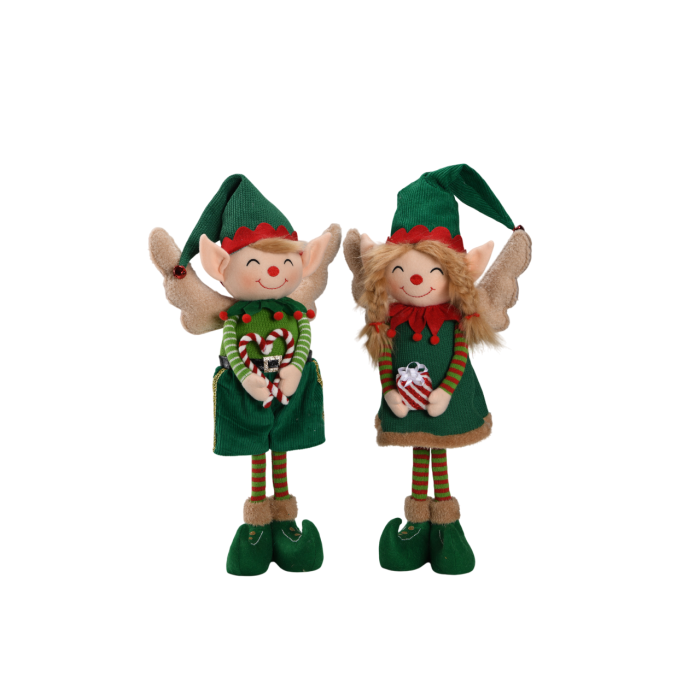 DKD Home Decor Figura de Navidad Elfo Tradicional Poliéster Verde Rojo 31x53x13 cm (2 Unidades)