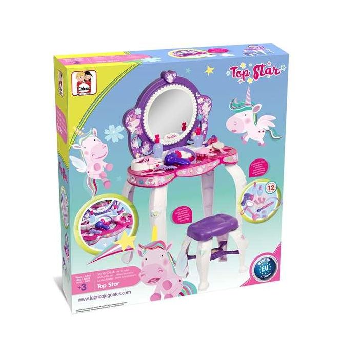 Chicos Tocador de Juguete Topstar con Taburete, Luces y 12 accesorios. Medidas 51x56x85 cm. Ideal para 3 a 5 años 12
