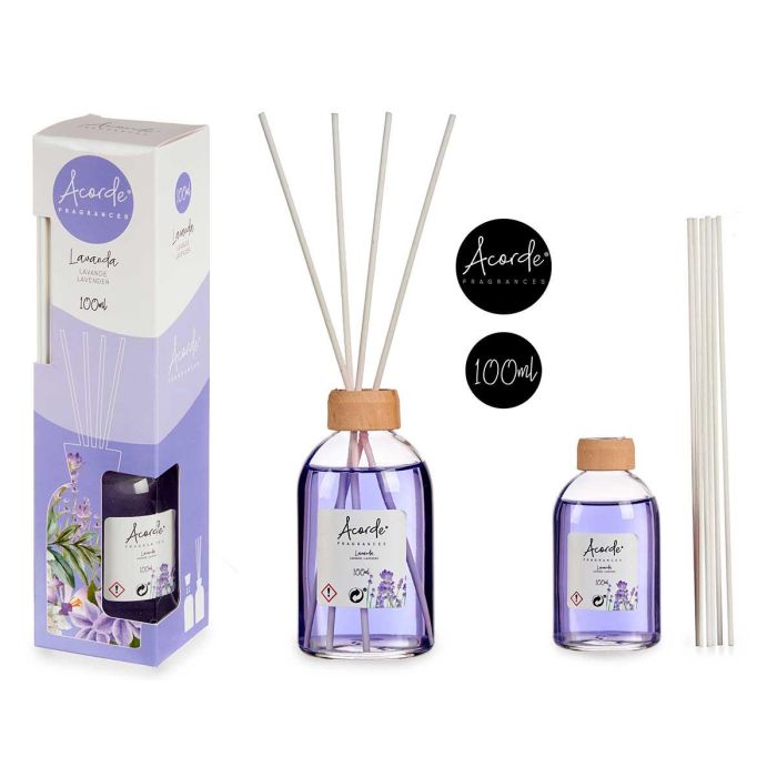 Mikado 100 ml con varilla lavanda Acorde - Vidrio, madera, lila (12 Unidades)