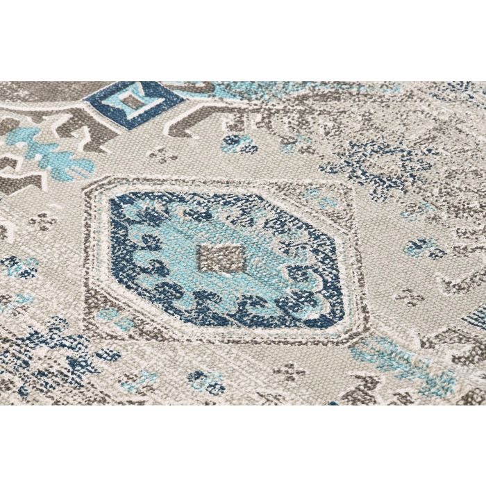 DKD Home Decor Alfombra Árabe Colección Casablanca de Poliéster Hecha a Mano con Flecos Azul Beige 900 gsm 180x120 cm 2 DKD Home Decor Alfombra Árabe Colección Casablanca de Poliéster Hecha a Mano con Flecos Azul Beige 900 gsm 180x120 cm 2