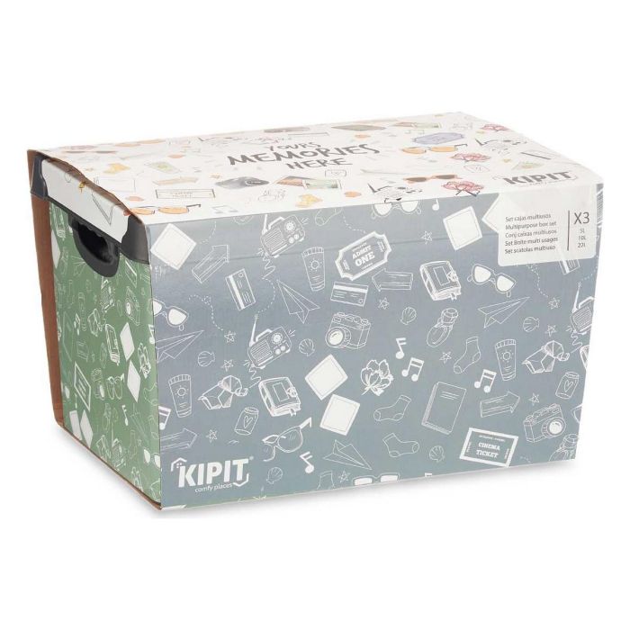 Set de Cajas Organizadoras Apilables Kipit STYLE BOX (SET 3)-4 Memories Plástico Estampado 1