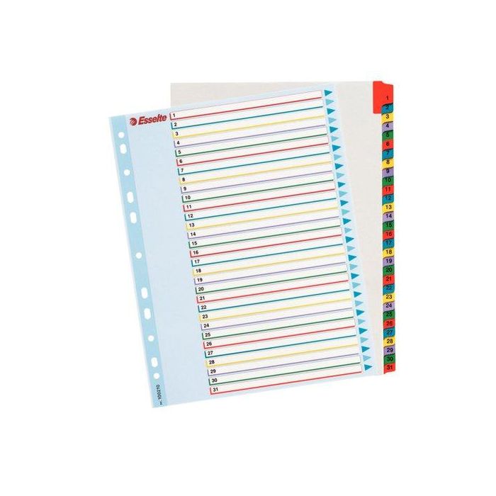 Indice Esselte Cartulina Mylar Borrable Numerico A4+ Pestañas 1-31 11 Taladros