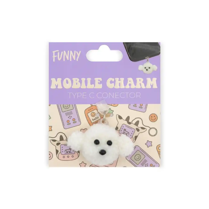Wondee Protector de Puerto Charm Funny Tipo C Perro - Charm Decorativo y Protector Anti-Polvo para Móvil, Smartphone